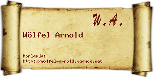 Wölfel Arnold névjegykártya