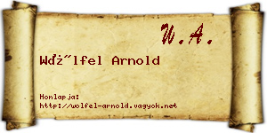 Wölfel Arnold névjegykártya
